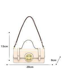 復古pu皮革書包,單一隔層適用於大學生,斜背郵差包 - 白色 - 查看 2