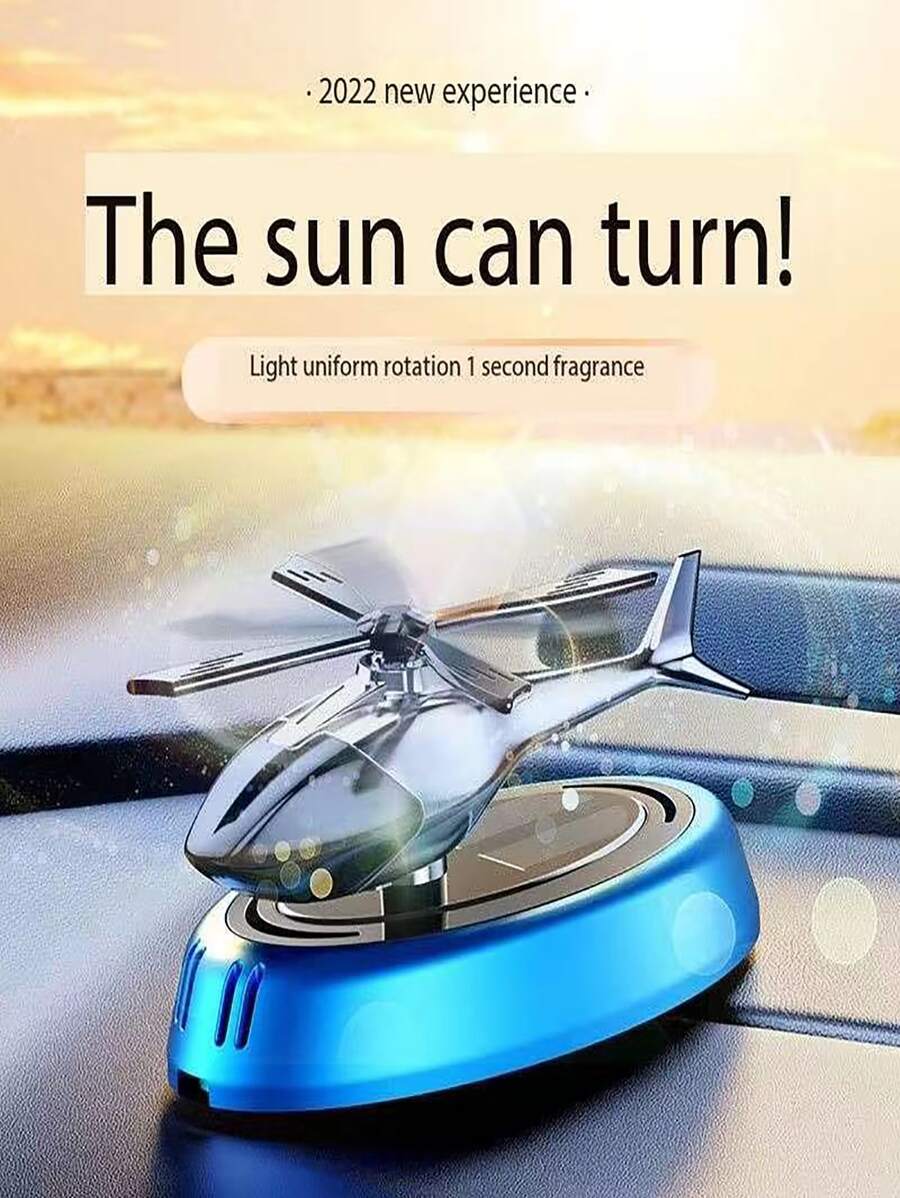 使用太陽能的旋轉直升機香薰裝飾品,可用於汽車配件/家居裝飾清除不愉悅的氣味 - 藍色 - 查看 1