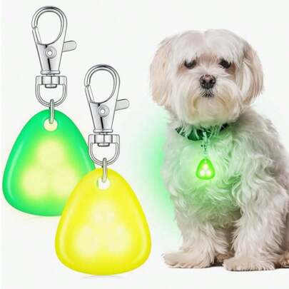 1pc Random Color LED Pet Pendant Collar, Waterproof Dog Collar Light, Suitable For Outdoor Walking, Silicone LED Dog Collar Tag Light, Battery Included
