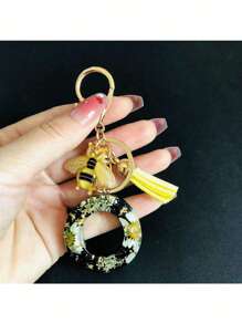 1pc A-Y Initial Keychain, Cute Daisy & Bee Resin Keyring, Suitable For Hanging On Bags, Backpacks, Cars, Great Gift For Women And Girls, Also For Valentine's Day - Multicolor - View 20