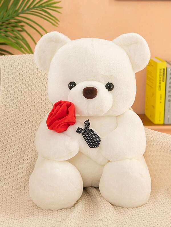 Christmas Decoration 1pc Cute Stuffed Bear Doll With Rose For Valentine's Day Gift Or Confession,Teddy Bear Doll In Simple Design,Cute Stuff,Dolly,Teddy Bear Stuffed,Breathing Teddy,Love Teddy,Stich Stuff,Matching Teddy,Xmas Teddy,Stich>Teddy,Valentines Plushies,Small Teddy,Valentine's Day Plush,Rilakkuma,Valentines Gift For Kids,Matching Plushies