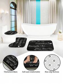 1 Stück/4 Stück Multifunktionaler dekorativer Badezimmer Duschvorhang Set, mit 12 Haken, rutschfeste Badezimmermatte, U-förmige Matte und runde Toilettenabdeckungsmatte. Geeignet für alle Szenarien. Badezimmer Dekoration Herbstdekoration Badezimmer Accessoires Schulanfang - Planke - Übersicht 8