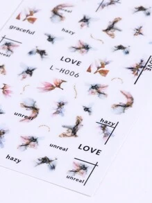 金色閃爍大理石指甲貼紙3入組,彩色漸變綻放花卉圖案黑色閃電條紋線條3d自粘滑塊美甲藝術裝飾 - 彩色 - 查看 9