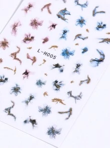 金色閃爍大理石指甲貼紙3入組,彩色漸變綻放花卉圖案黑色閃電條紋線條3d自粘滑塊美甲藝術裝飾 - 彩色 - 查看 7