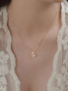 BALMORA 1只奢華元素及s925純銀天鵝吊墜項鍊女士宴會禮物