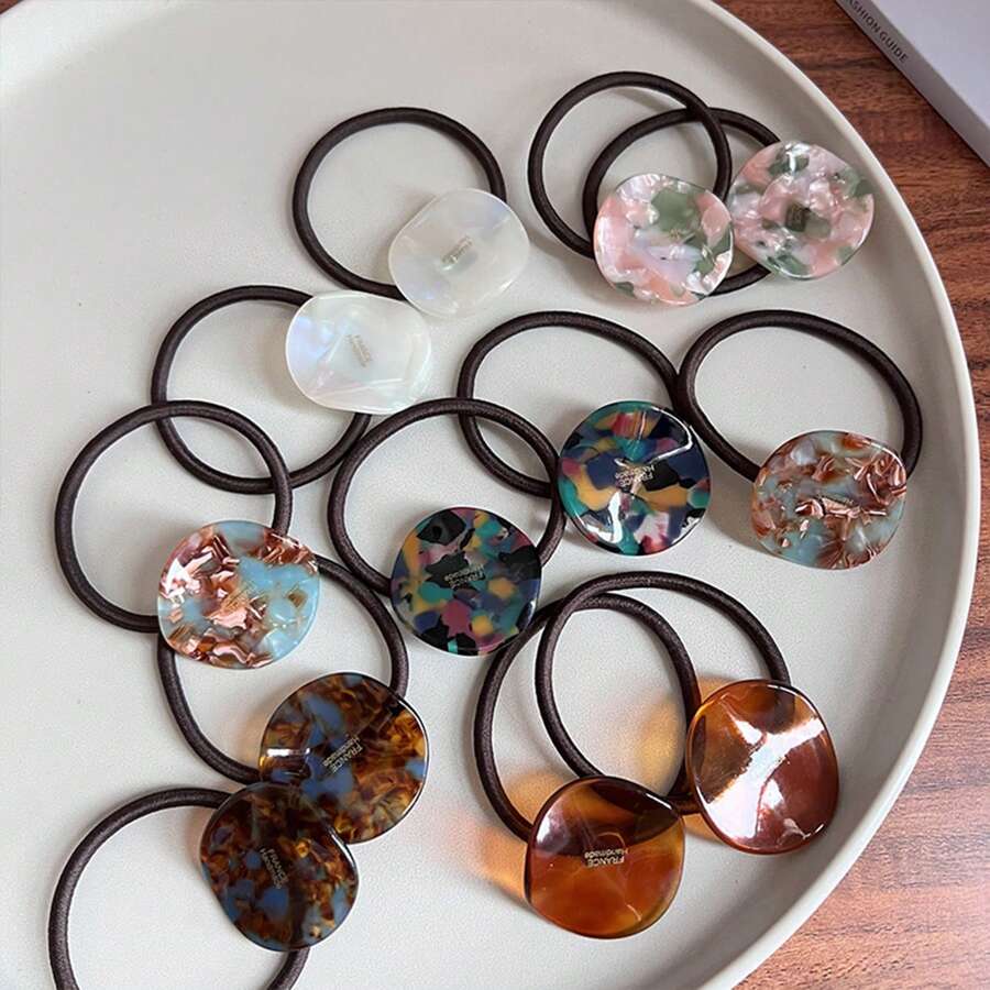 1入組女士花卉圖案髮帶,帶有彈性帶和醋酸纖維板,適用於日常、工作和聚會 - 彩色 - 查看 1