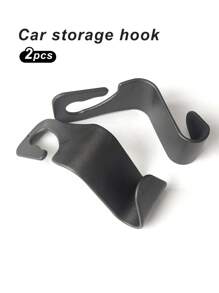 2pcs Car Seat Back Hook - Black - View 2