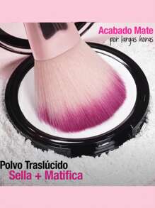 Polvo Translúcido Compacto Matificante + Brocha Profesional Bigo Powder Brush PINK UP Makeup Maquillaje