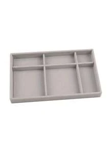 1 件/4 件可堆叠天鹅绒珠宝托盘，抽屉式珠宝收纳展示托盘全天鹅绒，耳环项链手链戒指收纳盒，（灰色） - 灰色 - 查看 10