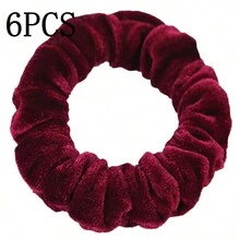 6/10 件/批 天鹅绒女士女孩发圈弹性发带 多色混合纯色时尚马尾辫固定发带配饰发圈 适合日常使用 - 彩色 - 查看 63