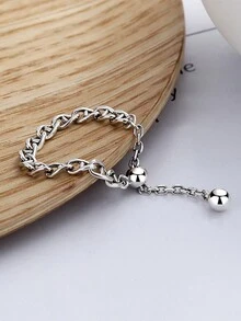 1個男女日常配戴優雅的925純銀tassel和豬鼻設計鍊戒 - YW1542 - 查看 3