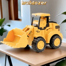 1入組兒童推車玩具工程車套裝,包括挖掘機、推土機、壓路機、起重機、夾子和迷你玩具車 - 黃色 - 查看 2