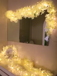 1入組20 LED 1.5米5瓣梅花銅線串燈，適用於室內房間裝飾，春節氛圍，派對和婚禮裝飾，四季皆宜 - 白色花朵 - 查看 5