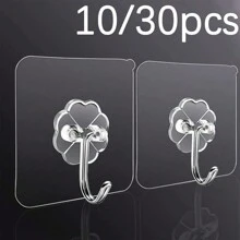 10/30入組自粘掛勾,透明無痕,不需鑽孔,防水防油,多功能壁掛掛勾,廚房自粘式壁掛掛勾 - 無色 - 查看 2