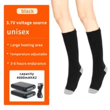 Electric Heated Ski Socks Gray Color Electrically Heated Socks With Adjustable Temperature, One Pair, Including 2pcs Of 4000mah Large Capacity Batteries, Can Last For 4-9 Hours, Suitable For Outdoor Activities Like Work, Skiing, Hiking In Winter - Grey - View 5