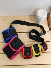 女士多口袋網布透氣彈力包,時尚手袋 - 彩色 - 查看 2