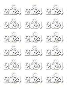 5/10/20Pcs 2024 Charms Silver Year Signet Bulk Antique Number Pendants For Jewelry Making Finding Craft Accessories Necklace Bracelets Keychain DIY Project - Silver - View 1