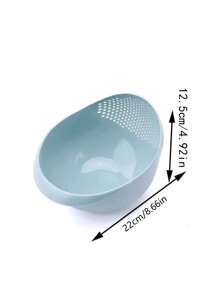 1pc Multifunctional Rice Washer, Vegetable & Fruit Basket, Drainer & Rinsing Bowl For Kitchen Home Use - Blue - View 5