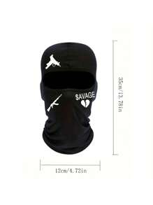 男女戶外騎行防曬防塵帽,炫酷印花騎行全覆蓋帽 - 黑色 - 查看 2