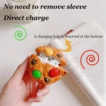 Cookie-Shaped Headphone Protective Case Earphone Cover Compatible With Apple Airpods 1/2/Airpods 3/Airpods Pro - Khaki - View 5
