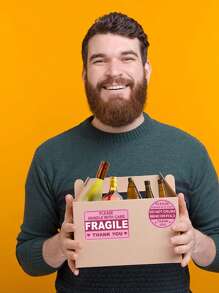 100入組脆弱運輸標籤貼紙：郵寄信封、紙箱、棧板不要折疊或掉落,易撕裂強黏性 - 彩色 - 查看 1