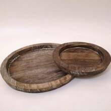 1PC Rustieke Houten Dienblad Kaarsenhouder Kleine Decoratieve Plaat Pilaar Kaarsen Dienblad Voor Boerderij Koffie Aanrecht Organizer Woondecoratie Beste Geschenken Verjaardagsborden Keuken Keuken Decor Dienbladen Fruit Dienblad Dienblad Decor