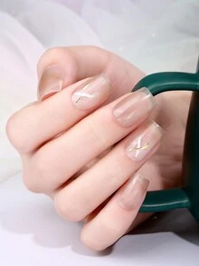 Beauty Sticker 20入組漸層熱壓全貼藝術指甲貼紙,附1個甲油檔,新年理想選擇 - 彩色 - 查看 3