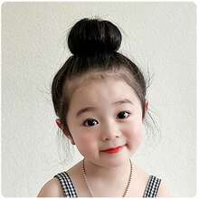 2件装 女童丸子头发髻神器 儿童爆圈发髻工具 蓬松花蕾头扎发饰 女宝宝发髻棒 (两支装) - 黑色 - 查看 6