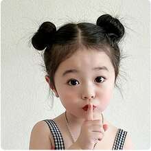 2件装 女童丸子头发髻神器 儿童爆圈发髻工具 蓬松花蕾头扎发饰 女宝宝发髻棒 (两支装) - 黑色 - 查看 8