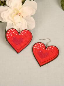 2pairs Simple Pink Heart Shaped Dangle Earrings For Women, Fashionable Couple Gift, Women's Gift, Friends' Gift, Best Friends' Gift - Love - View 2