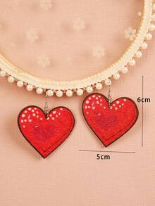 2pairs Simple Pink Heart Shaped Dangle Earrings For Women, Fashionable Couple Gift, Women's Gift, Friends' Gift, Best Friends' Gift - Love - View 1