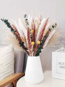 10pcs Artificial Flower Reed Pampas Grass Artificial Flower Decoration, 52 Cm Beige Artificial Reed, Window Living Room Wedding Floor Decoration Flowers, Suitable For Wedding Party Decoration, Home Living Room Bedroom Decoration, Vase Arrangement, DIY Shooting Props - Apricot - View 7