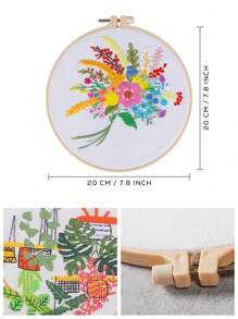 1套手工diy刺繡材料套件,花卉設計刺繡牆飾,適用於桌上/桌下家居裝飾 - 彩色 - 查看 5
