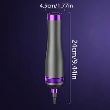 5-In-1 Hair Dryer Brush Comb Styler For Straightening And Curling, Slouchy Hair Styling Tool - Black - View 10