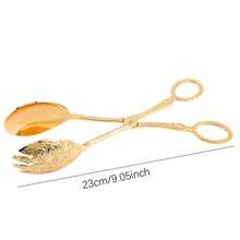 1pc Gold-Colored Metal Salad Spoon Clip, Exquisite Buffet Party Dessert Tool For Birthday Party And Dinner, Kitchen, Christmas Gift - Gold - View 2
