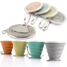 1入新款紅色270毫升矽膠可摺疊旅行杯,帶蓋可縮短飲用杯,戶外運動便攜式水杯 - 紅色 - 查看 9