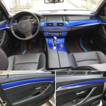 1 套 3D 纹理黑色碳纤维 PVC 装饰贴纸，适用于宝马 5 系 F10 F11 2011-2017 汽车配件内饰 - 3D碳纖黑色 - 查看 2