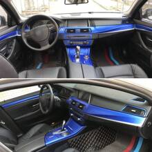 1 套 3D 纹理黑色碳纤维 PVC 装饰贴纸，适用于宝马 5 系 F10 F11 2011-2017 汽车配件内饰 - 3D碳纖黑色 - 查看 1