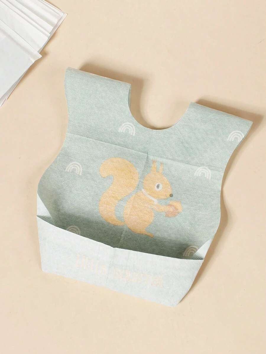 20pcs Infant & Children's Disposable Bib With Squirrel Pattern - Multicolor - View 1