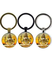 3pcs/Set Thai God Print Creative Gift For Teacher's Day, Friends And Family, Black, Antique Bronze And Silver Colors - Multicolor - View 2