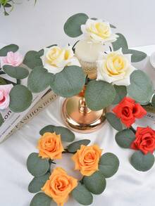 1 PC 8.27 Inch Spring Wreath Yellow/Pink/Red Artificial Plants Wreath Candlestick Wreath Home Decor For Weddings Parties Walls Windows Outdoors Indoors - Candlestick Garland Trumpet-red - View 4