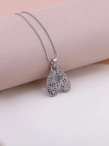 Fashionable Hip-Hop Colored  26 English  Letters Silver Color Pendant Adjustable Necklace Men Women Versatile Jewelry - Silver - View 5