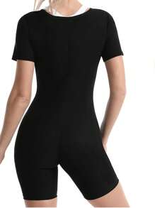 56388844 Sports Outdoor 3-In-1 Zipper Body Shaping Sauna Suit For Women, Women's Sweatshirt, Running Fitness Sweat Absorption Sauna Suit Shapewear Waist Trainer Corset Shapewear