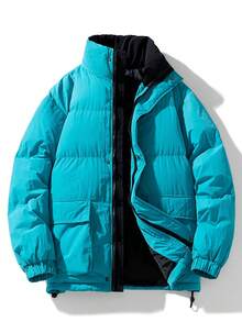 Men's Outdoor Sportswear Winter Warm Padded Coat, Autumn/Winter Sports Set - Teal Blue - View 1