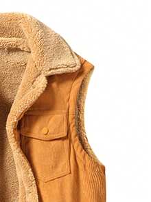 Men's Thickened Button-Front Vest With Flap Pocket For Outdoor Activities - Orange - View 4