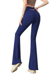 One Piece Plus Size Women's Yoga Pants, High Waist Slimming Flare Pants, Fitness Yoga Tight For Outdoor & Casual Colanti - Royal Blue - View 2