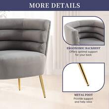 HOMEFUN Accent Chair Leisure Single Chair With Golden Feet - Grey - View 2
