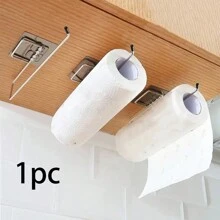 1入/半入掛式廁紙架，廁紙架，浴室毛巾架立式紙架，浴室收納架露營必備 - 銀色 - 查看 1