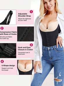 Fajas Moldeadoras Para Mujer De Alta Compresión, Modelador Corporal Con Control En La Barriga Y Levantador De Glúteos En Bodysuit - Negro - Ver 4