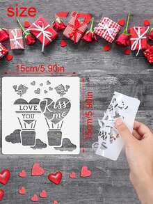 4pcs Random Valentine'S Day Hollow Painting Template For Diy Doodling, Letter & Heart Shape Stencil - Multicolor - View 9